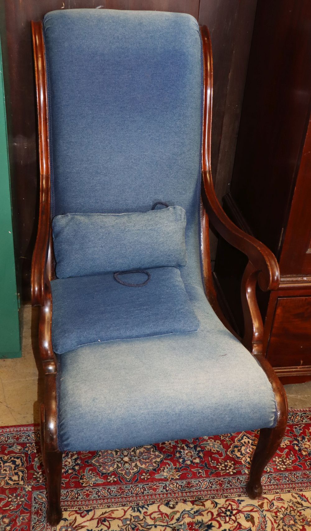 A pair of 19th century Continental upholstered open armchairs